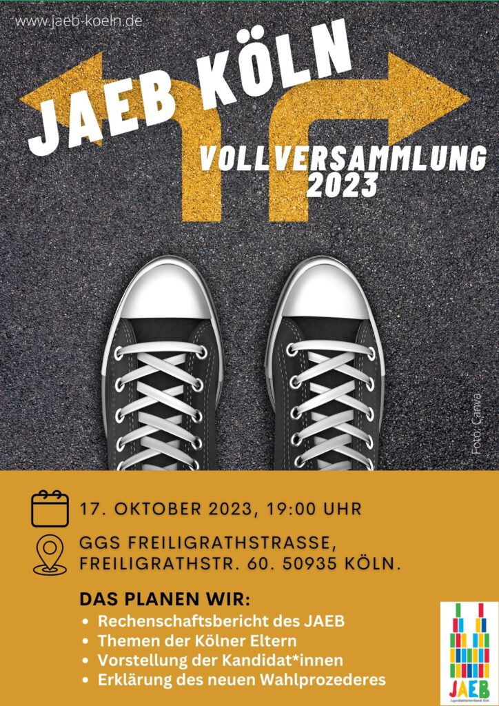 Einladung Vollversammlung der Elternbeiräte in Köln; JAEB Köln lädt ein für die VV 2023
