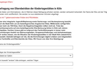 Umfrage mit DGB, GEW und Verdi als JAEB Köln für Kölner Eltern